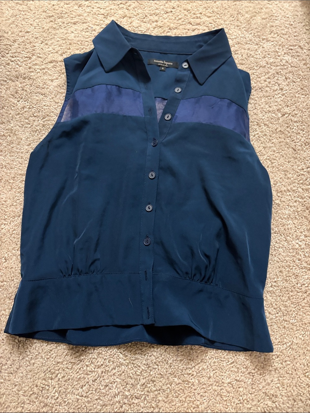 nanette lepore Navy Two-Tone Sleeveless Button-Front Top